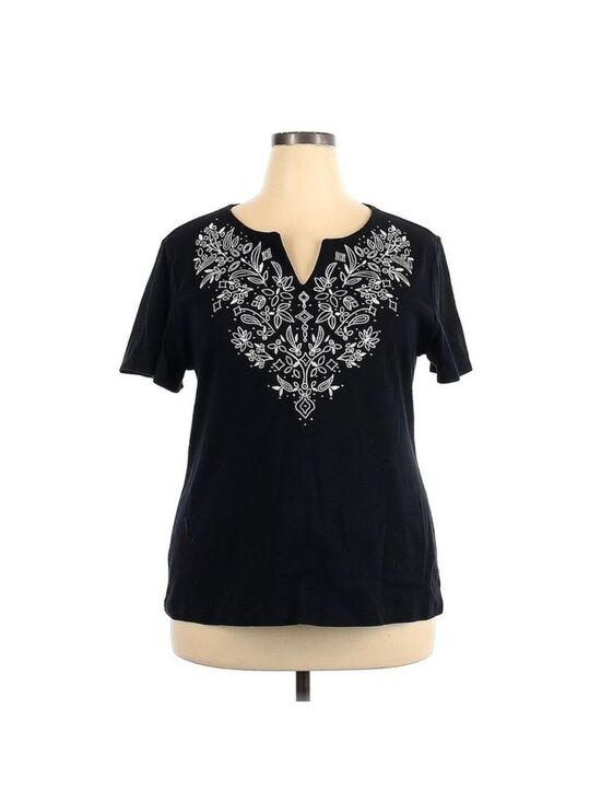 Karen Scott Tops - Karen Scott embellished embroidered top blouse shirt XXL